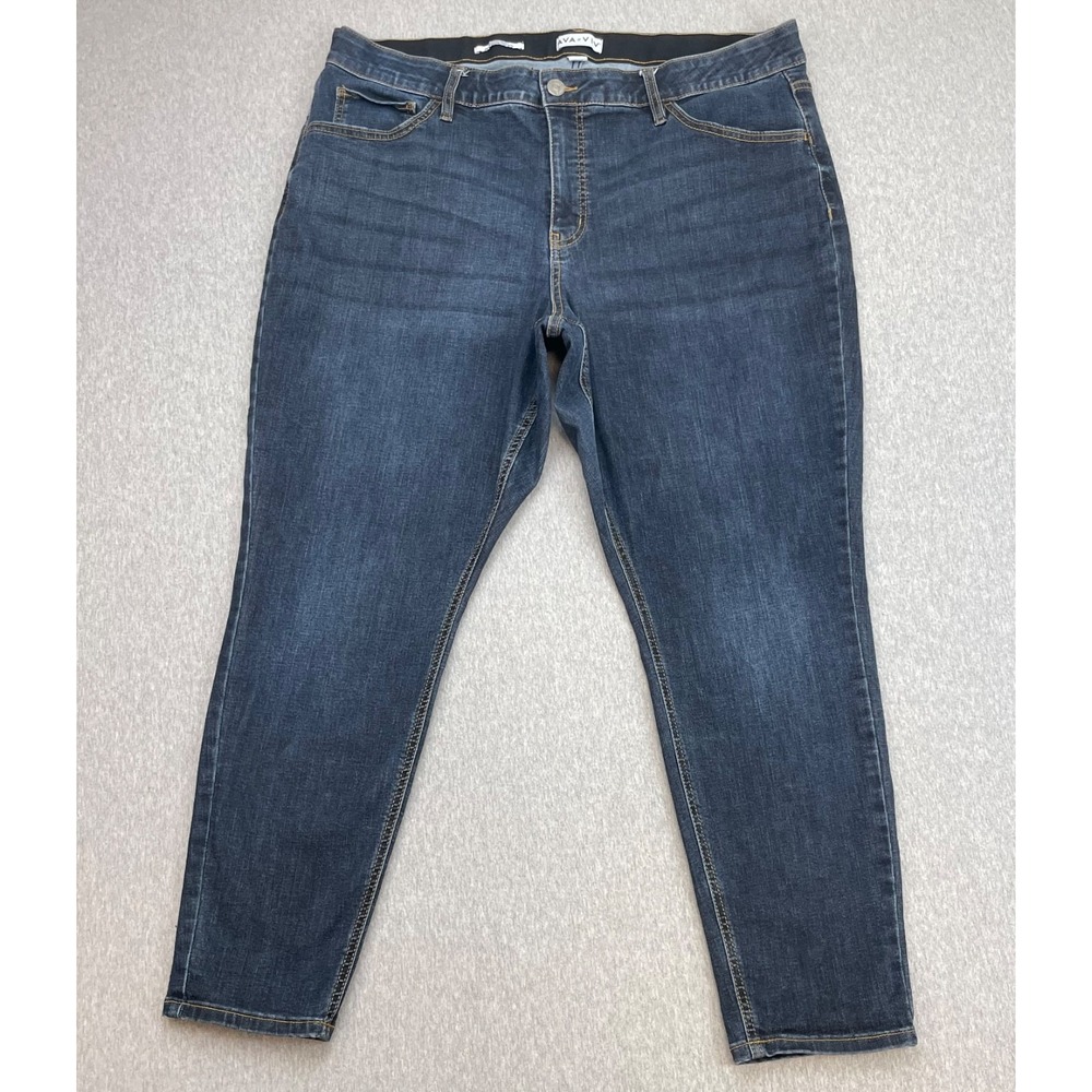 Ava & Viv Jeans Womens 20 Blue Cotton Blend Stretch High-Rise Skinny
